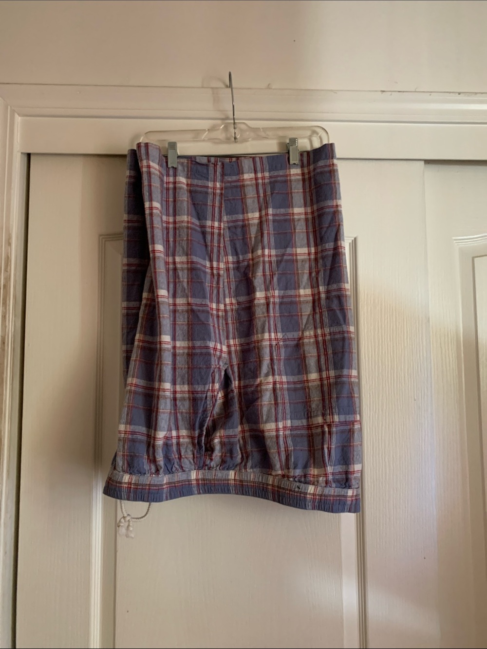 Men’s Blue Plaid Shorts with Elastic Waist - Picture 2 of 3